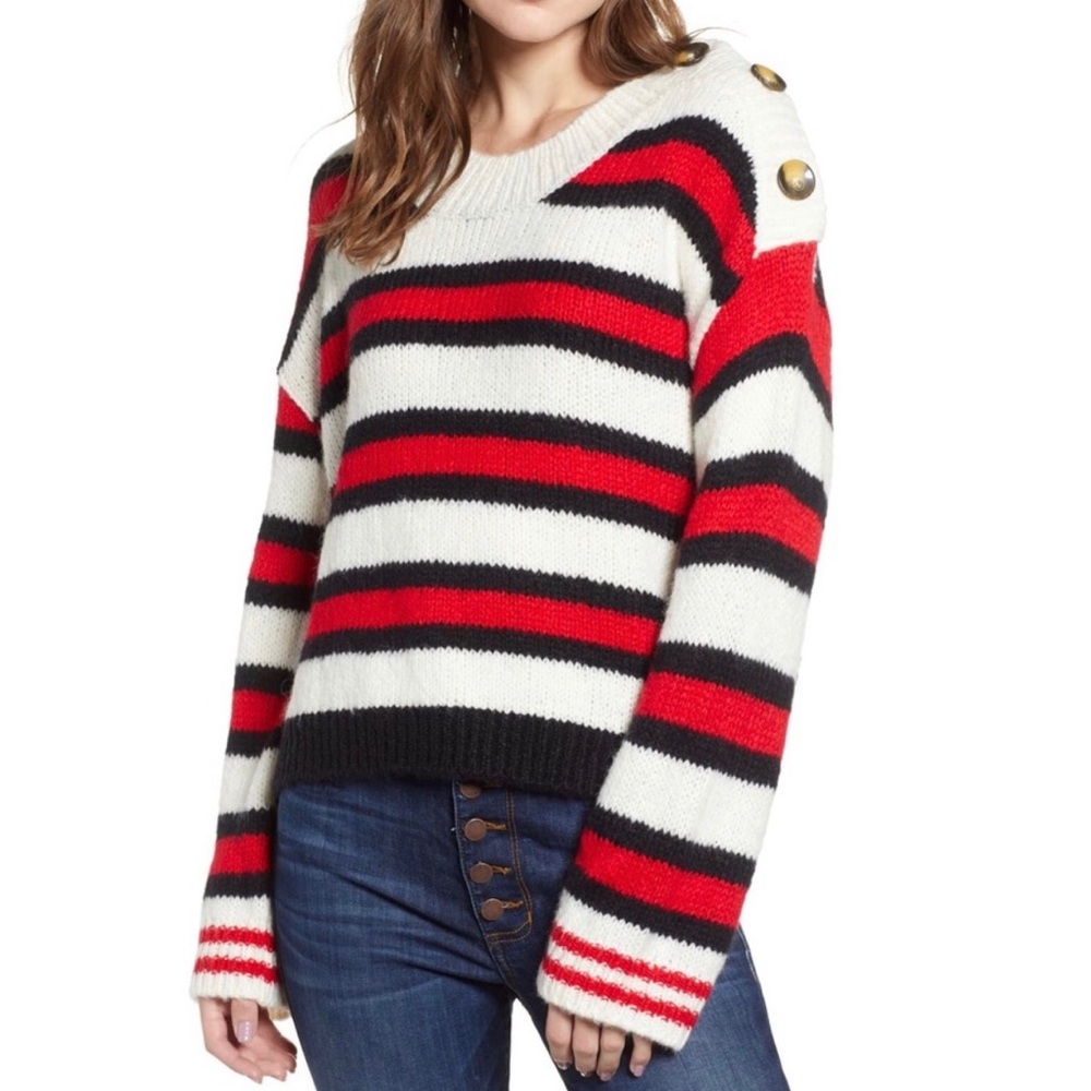 BP. Sweater Button Shoulder Stripes NWT Nautical